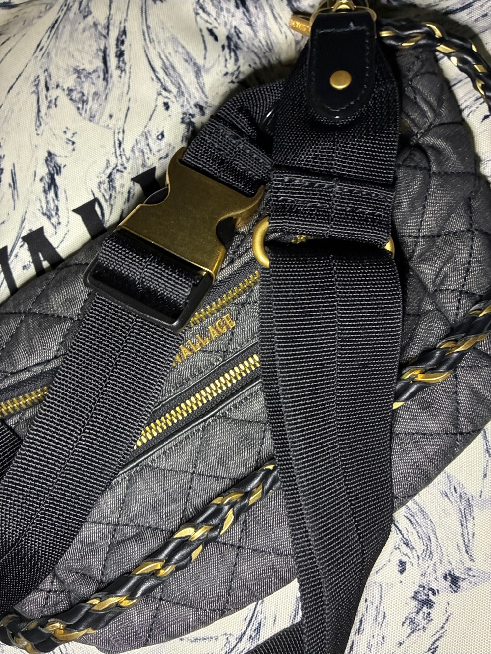 LIMITED EDITION MZWallace Quilted Charcoal Denim Small Crosby with Gold Hardware - Picture 13 of 14